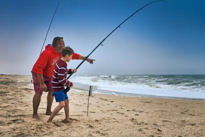 Father and son fishing