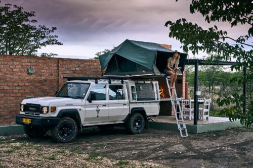 Toyota Land Cruiser with a roof tent